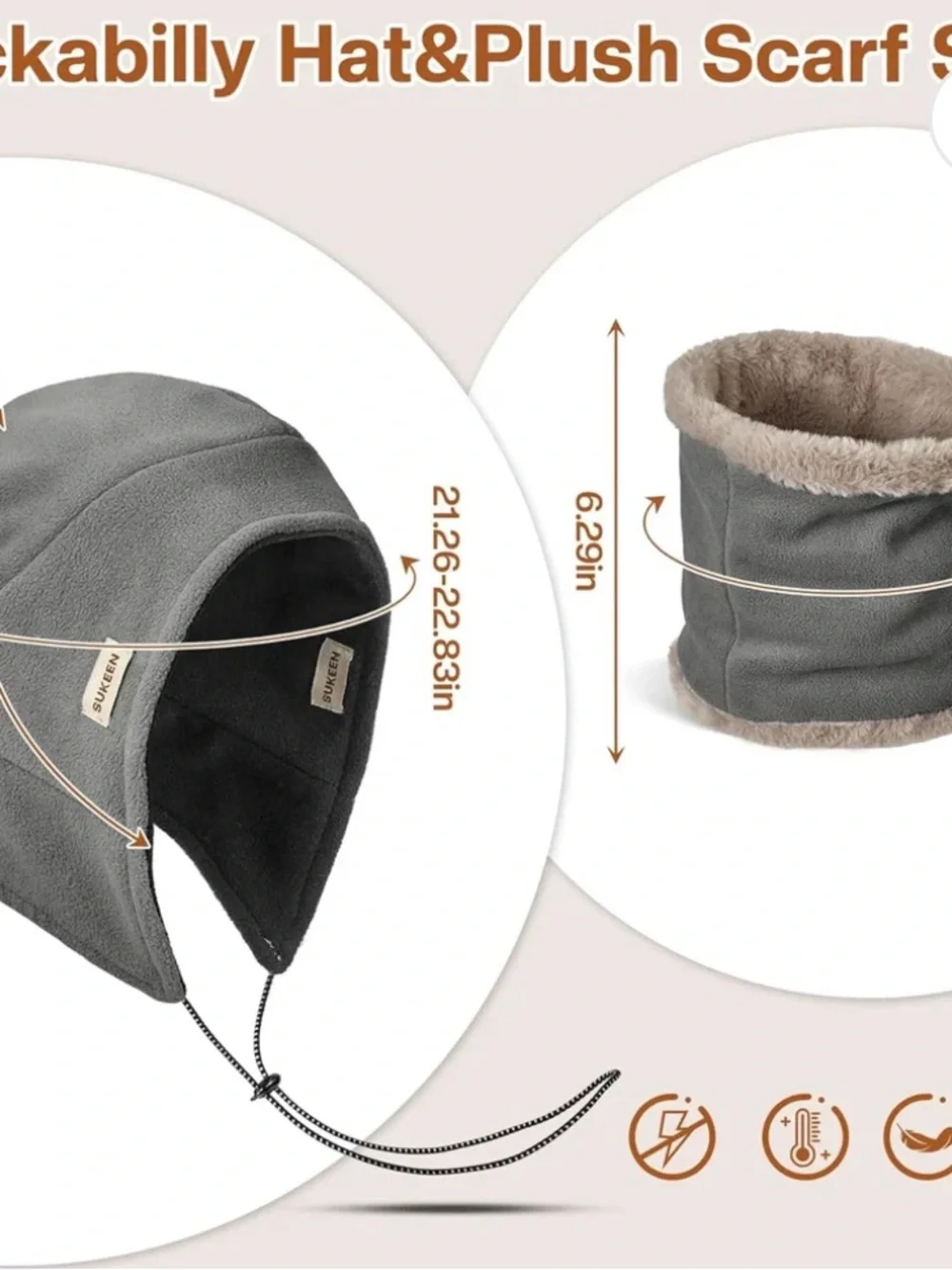 Keen Light Blue Fleece Beanie and Neck Warmer Set